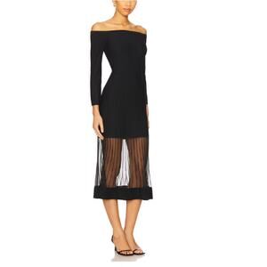 Milly Women's Black OTS Sheer Knit Midi Dress Size S